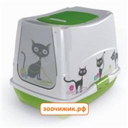 Туалет Moderna "Trendy cat" домик с рис котенок (39*50*39) Фуксия для кошек