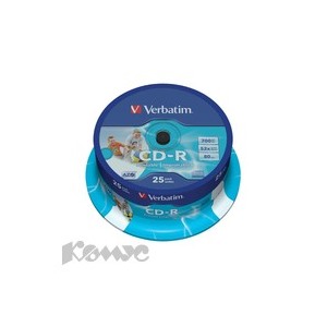 Носители информации Verbatim CD-R 700Mb 52x Cake/25 43439 Print