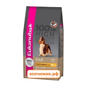 Сухой корм Eukanuba для собак (мелких и средних пород) ягнёнок 1 кг.