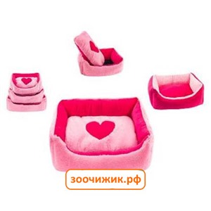 Лежанка Zoo-M "Rosomaha" прямоугольная (55*40*16) с подушкой розовый плюшевый мех+синтепух