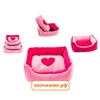 Лежанка Zoo-M "Rosomaha" прямоугольная (65*48*18) с подушкой розовый плюшевый мех+синтепух