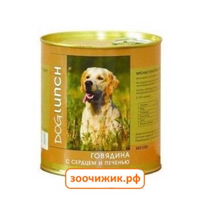 Консервы Дог Ланч для собак говядина с сердцем и печенью в желе (750 гр)