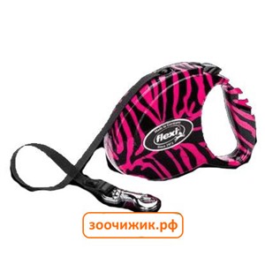 Рулетка Flexi "Fashion Medium Zebra Pink" ремень 5м до 25кг