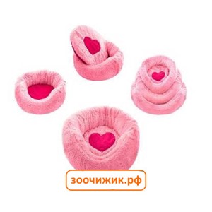 Лежанка Zoo-M "Norka" круглый (40*40*15) с подушкой розовый плюшевый мех+синтепух