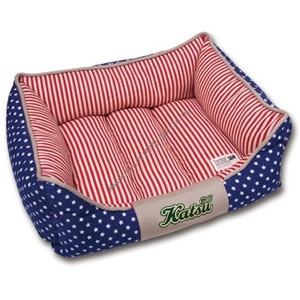 Катсу Лежак "Америка" с бортом синий (разм.S)  45х35х21(cm)
