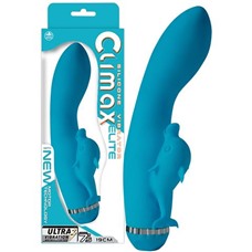 Вибромассажер Climax Elite Blue с клиторальным стимулятором в виде дельфина, 22.3 см