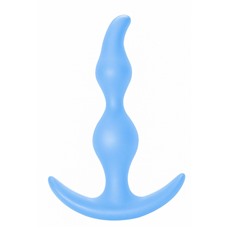 Голубая анальная пробка Bent Anal Plug Black - 13 см.