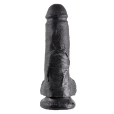 Чёрный фаллоимитатор 8  Cock with Balls - 21,3 см.