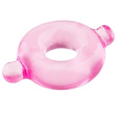 Розовое эрекционное кольцо с ушками для удобства надевания BASICX TPR COCKRING PINK