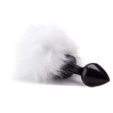 Чёрная анальная пробка Beginner Bunny Tail Buttplug с заячьим хвостиком