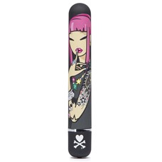 Чёрный вибратор с принтом CLASSIC VIBRATOR BLACK PINK LIPSTICK WOMAN - 18,4 см.