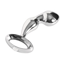 Серебристый анальный стимулятор с ручкой - 11,5 см.