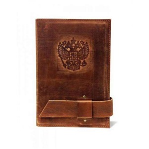 Ежедневник большой Герб в кож.облож. недатир. (с гравиров., коричн.) 