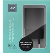 З/У BoraSCO (20643) USB 1A + кабель micro USB, черный, 1 м