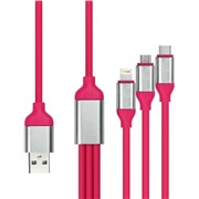 Кабель SmartBuy (iK-312RB nrose) 3 в 1 micro+C+8 pin  1.2 м, 3A