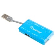 Хаб+Картридер USB2.0 SmartBuy SBRH-750-B голубой
