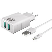 З/У BoraSCO (37264) 2 USB 2.4A + кабель USB-C черный, 1 м.