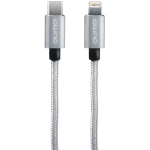 Кабель Qumo (23738) USB-C - Apple 8-pin MFI серебро, нейлон, 2.4A, 1м