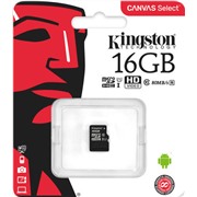 Карта памяти MicroSDHC 16 Gb Kingston class 10 80Mb/s б/ад Canvas Select/UHS-IU1/SDCS/16GBSP/R-80Mb/sW-10Mb/s