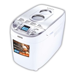 Хлебопечь CENTEK CT-1415  бело-серебристый 1500 г, 800Вт,15 программ, LCD