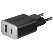 З/У Deppa (11393) USB-C+USB A, QC 3.0, Power Delivery, 18Вт, черный
