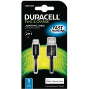 Кабель Duracell Apple 8-pin MFI, 2 м, черный (USB5022A-RU)