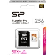 Карта памяти MicroSDXC_256Gb Silicon Power class 10 100Mb/s Superior Pro A1 /R/W100/80Mb/s/SP256GBSTXDU3V20AB