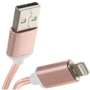 Кабель Red Line Магнитный Apple 8-pin, розовый, нейлоновая оплетка