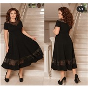 Платье Size Plus верх и низ кружево черное RH