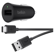 Зарядное устройство автомобильное BELKIN, кабель Type-C 1,2 м, серое, F7U032bt04-BLK ОЗ
