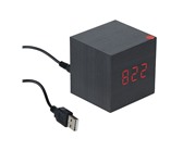 Часы-будильник LuazON LB-12 "Деревянный кубик", USB  в комплекте, коричневый