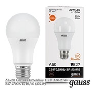  Gauss Лампа Gauss Elementary LED A60 20W E27 2700K 1/10/40 (23219)