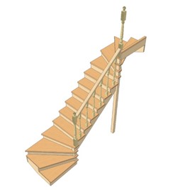 №3.1.4.0. Лестница с разворотом на 180 градусов, с забежными ступенями, интернет-магазин Sportcoast.ru