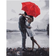 Картина для рисования по номерам "Поцелуй под зонтом" арт. GX 8605