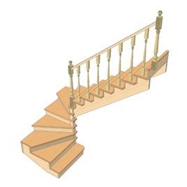 №3.1.1.1. Лестница с разворотом на 180 градусов, с забежными ступенями, интернет-магазин Sportcoast.ru