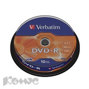 Носители информации Verbatim DVD-R 4,7Gb 16х Cake/10 43523