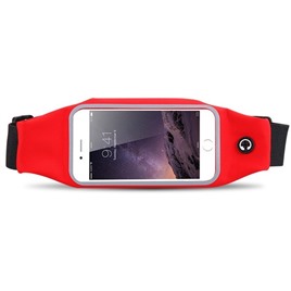 Сумка-чехол спортивная на талию водонепроницаемая, универсальный чехол для смартфонов. Красная.