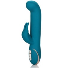 Бирюзовый вибратор с изогнутой головкой Jack Rabbit Signature Silicone Rocking  G  Rabbit - 20 см.