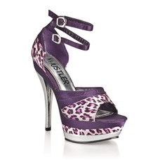 Босоножки с серебристой шпилькой Violet Leopard